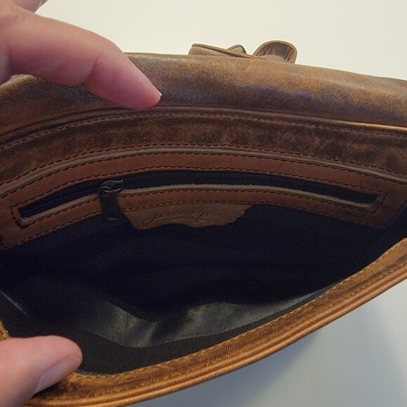 Jane Yoo Bag Wearable Art Hand Painted Signed Leather Crossbody Handbag Vintage - Picture 7 of 12